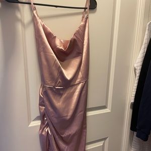 Pink Satin Cowl Neck dress